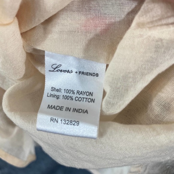 Lovers & Friends Dress Small Beige Embroidered Rose Floral V-Neck Short Sleeve - Picture 9 of 12